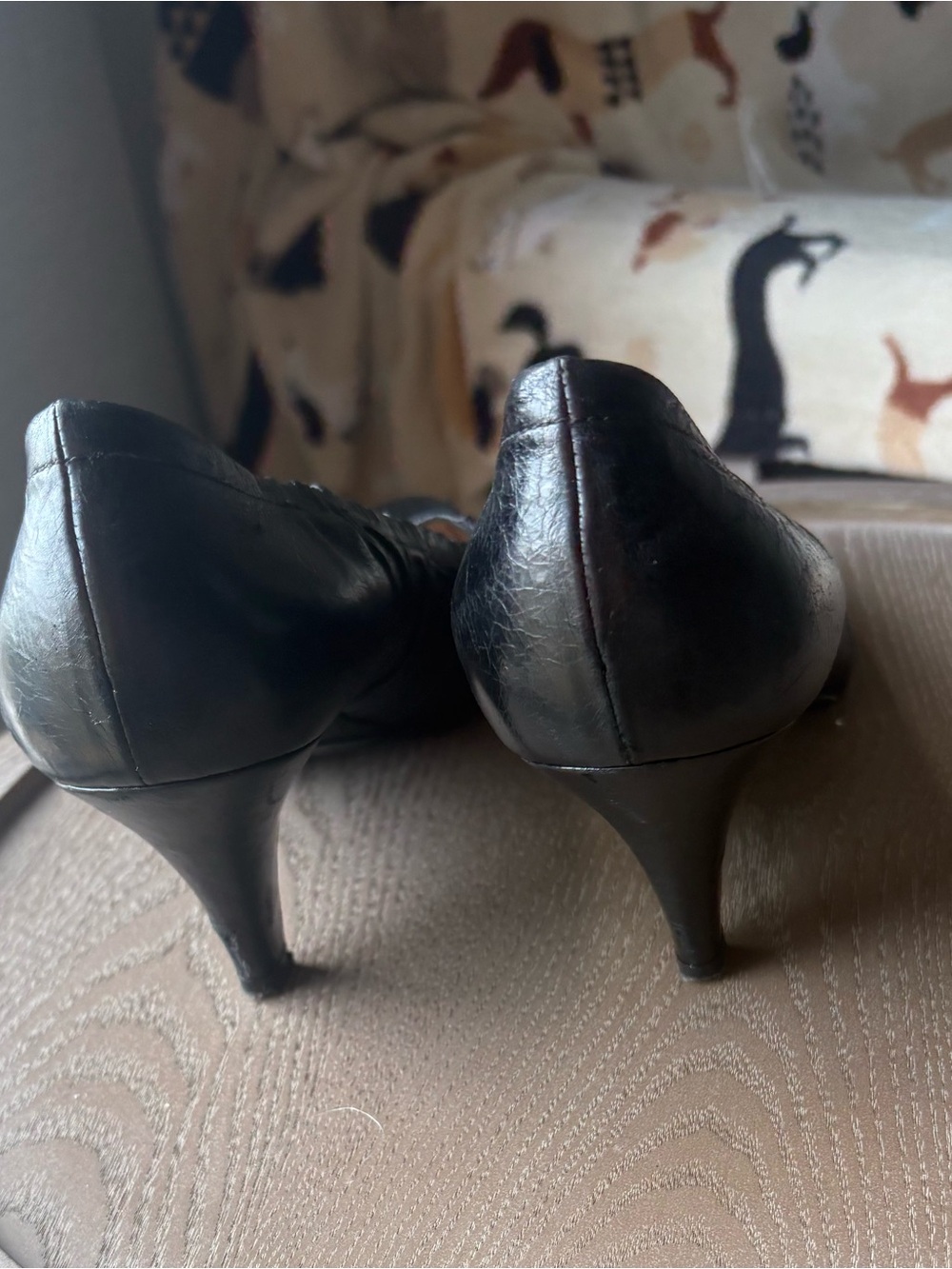 Prada Black Ruched Leather Mid-Heel Pumps - Picture 6 of 16